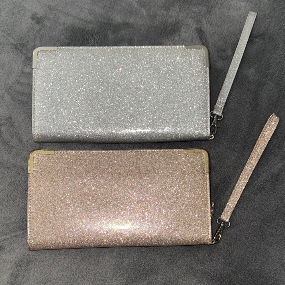 Glittery Silver and Rose Gold Clutch Set